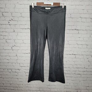 Avenue Montaigne Black Leo Faux Leather Stretch Crop Pants USA Size 2 (27x25)